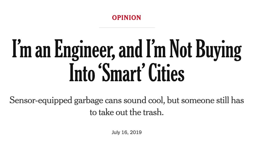 A screenshot of a New York Times opinion article header. The image displays the article's title, subtitle, and publication date on a white background.