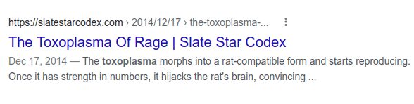 A screenshot of a web page from Slate Star Codex, showing the title and opening text of a blog post. The page displays the URL, title, date, and the first two sentences of the article.