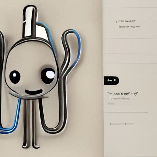 A 3D-rendered, stylized version of the Clippy paperclip character with a friendly face, shown next to a page of a notebook. The image is a digital illustration, likely generated by Midjourney as indicated by the post text.
