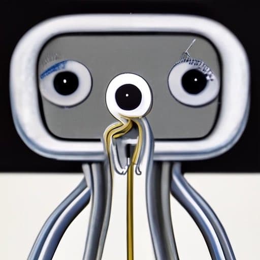 A digital illustration of a stylized, anthropomorphic version of the Clippy paperclip character with large, expressive eyes and a small, single eye on a stalk, set against a dark background.