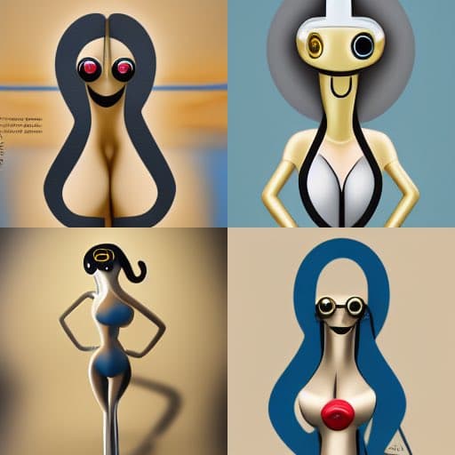 A four-panel digital collage featuring anthropomorphic, pinup-style illustrations of the Microsoft Office assistant character Clippy in various poses and outfits.