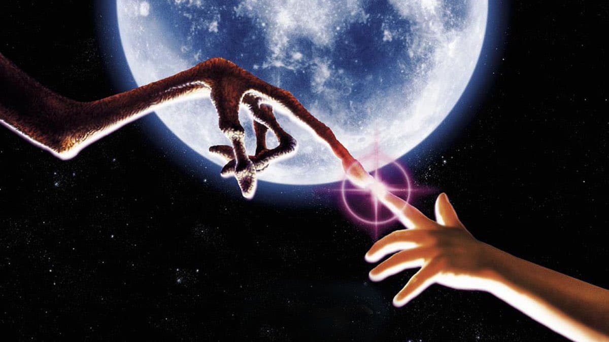 A digital artwork depicting a large, feathered dinosaur-like hand reaching down to touch the finger of a human hand, creating a glowing spark at the point of contact, set against a backdrop of a large moon and a starry night sky. This is a parody of Michelangelo's 'The Creation of Adam' from the Sistine Chapel ceiling.