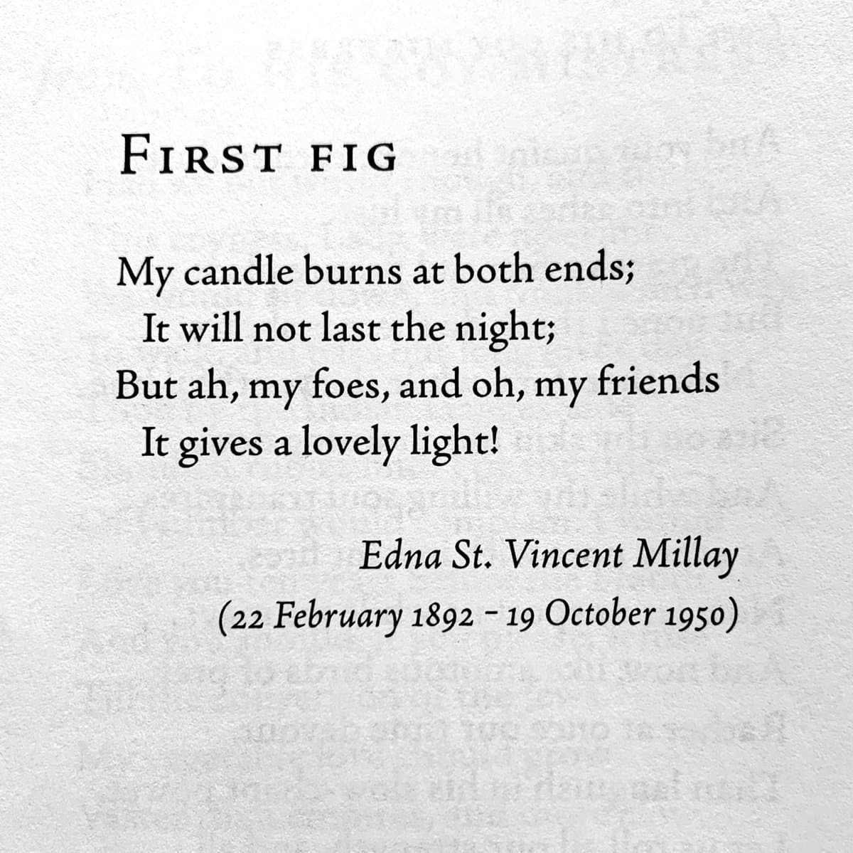 A text-based image displaying a poem on a textured, off-white background. The image features the title, the poem's stanzas, and the author's name and dates of birth and death.