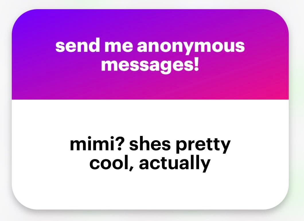 A two-part graphic with a purple-to-pink gradient top section and a white bottom section, each containing centered text.