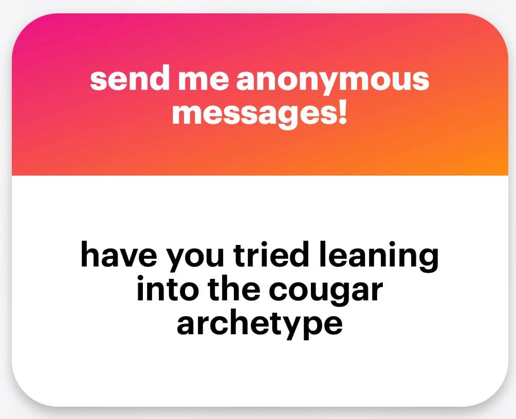 A text-based meme with a two-panel layout. The top panel has a pink-to-orange gradient background with white text, and the bottom panel has a white background with black text.