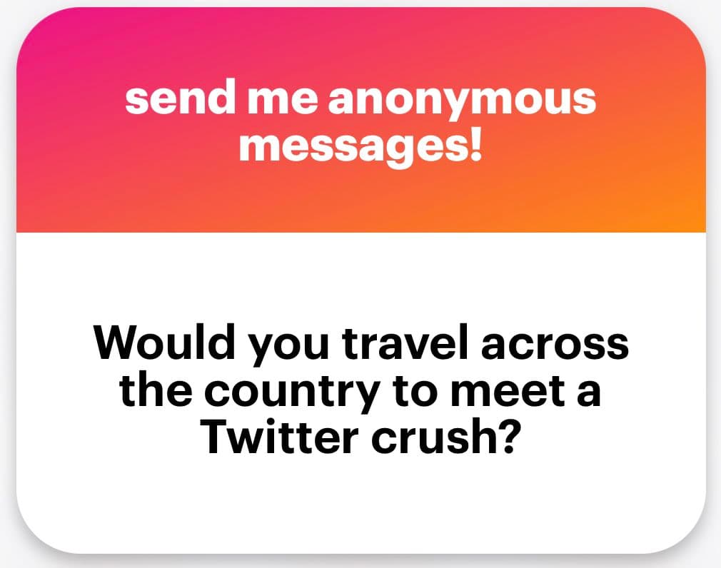 A social media graphic with a pink-to-orange gradient header and a white body. The header contains white text, and the body contains a question in black text.