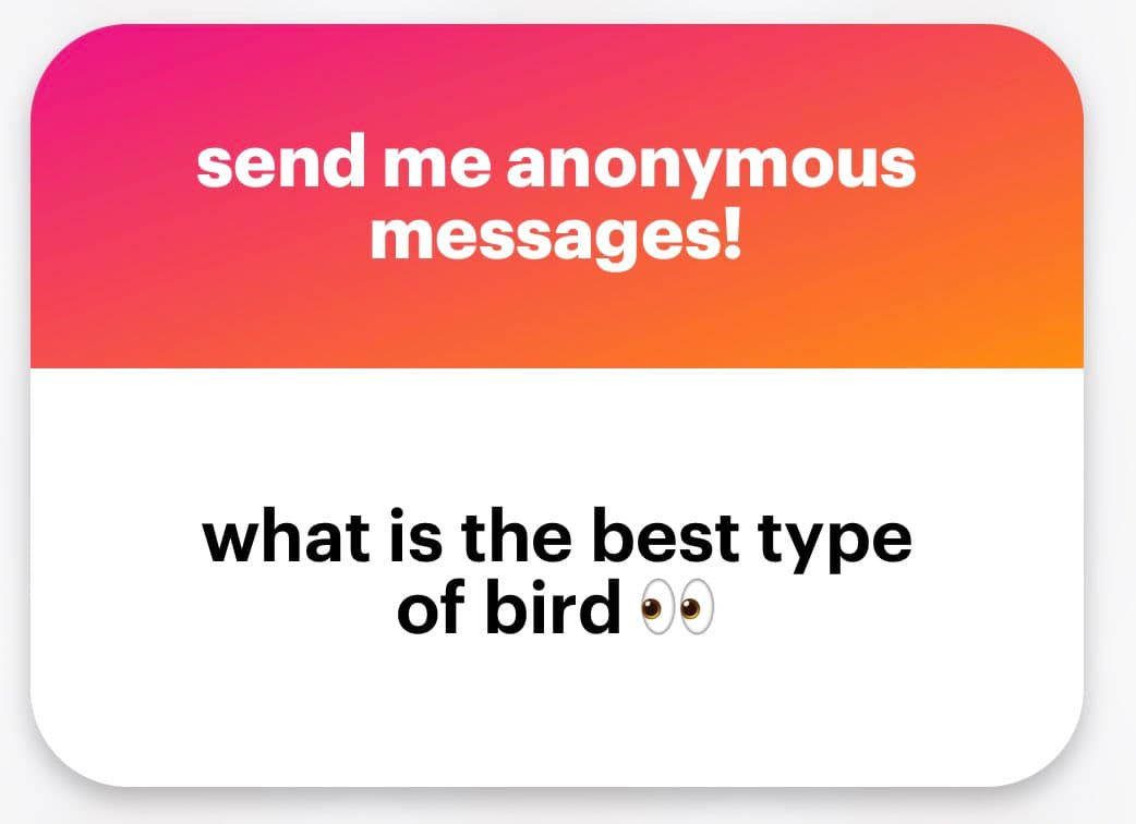 A screenshot of a social media post featuring a two-part graphic. The top section has a pink-to-orange gradient background with white text, and the bottom section has a white background with black text and an eye emoji.