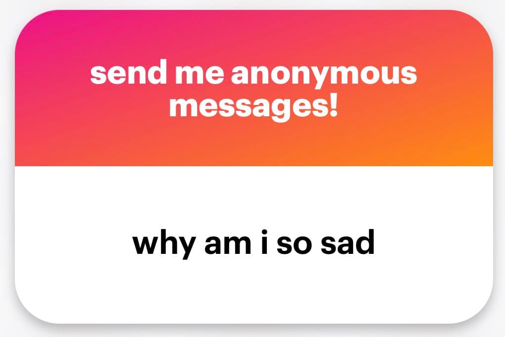 A two-panel meme with a pink-to-orange gradient top panel and a white bottom panel. The top panel contains white text, and the bottom panel contains black text.