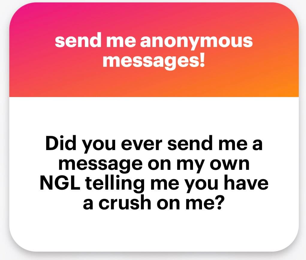 A square social media graphic with a pink-to-orange gradient header and a white body. The header contains white text, and the body contains black text asking a question.