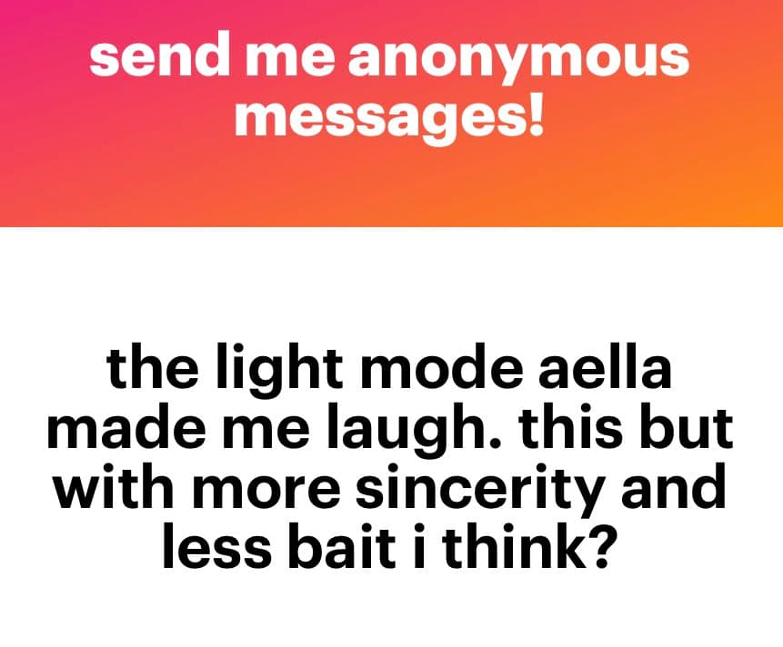 A two-panel image with a pink-to-orange gradient top section and a white bottom section, both containing text. The top text is in white and the bottom text is in black.