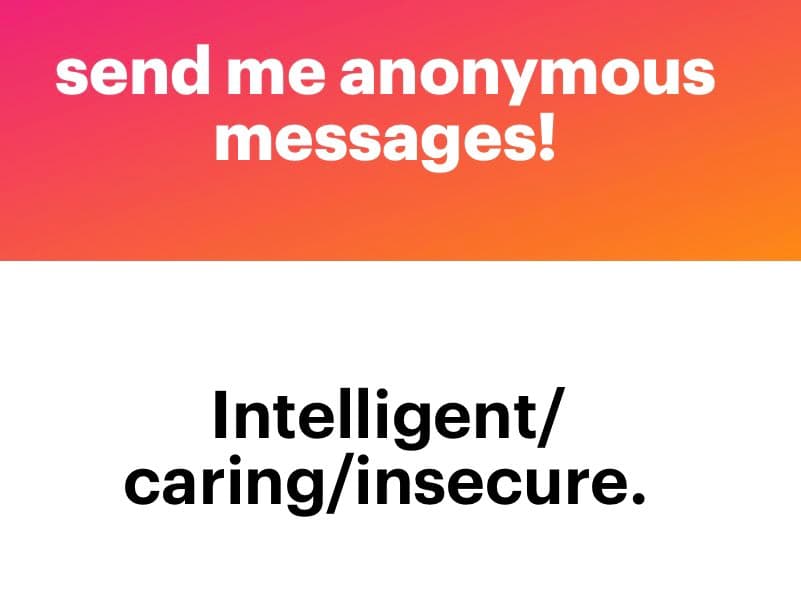 A text-based image with a two-part layout. The top section has a pink-to-orange gradient background with white text, and the bottom section has a white background with black text.