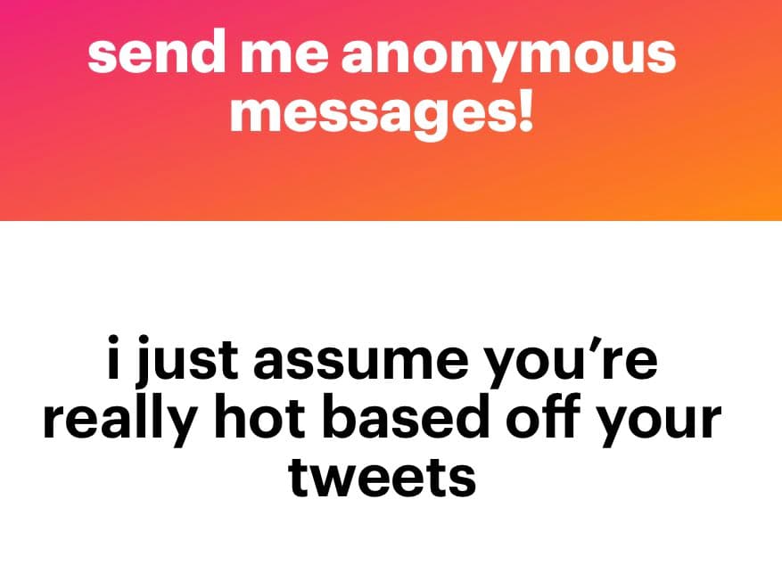 A two-panel meme with a pink-to-orange gradient background on top and a white background on the bottom. The top panel contains white text, and the bottom panel contains black text.