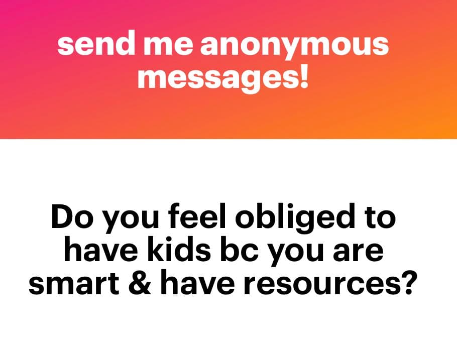 A text-based image with a two-part layout. The top section has a pink-to-orange gradient background with white text, and the bottom section has a white background with black text.