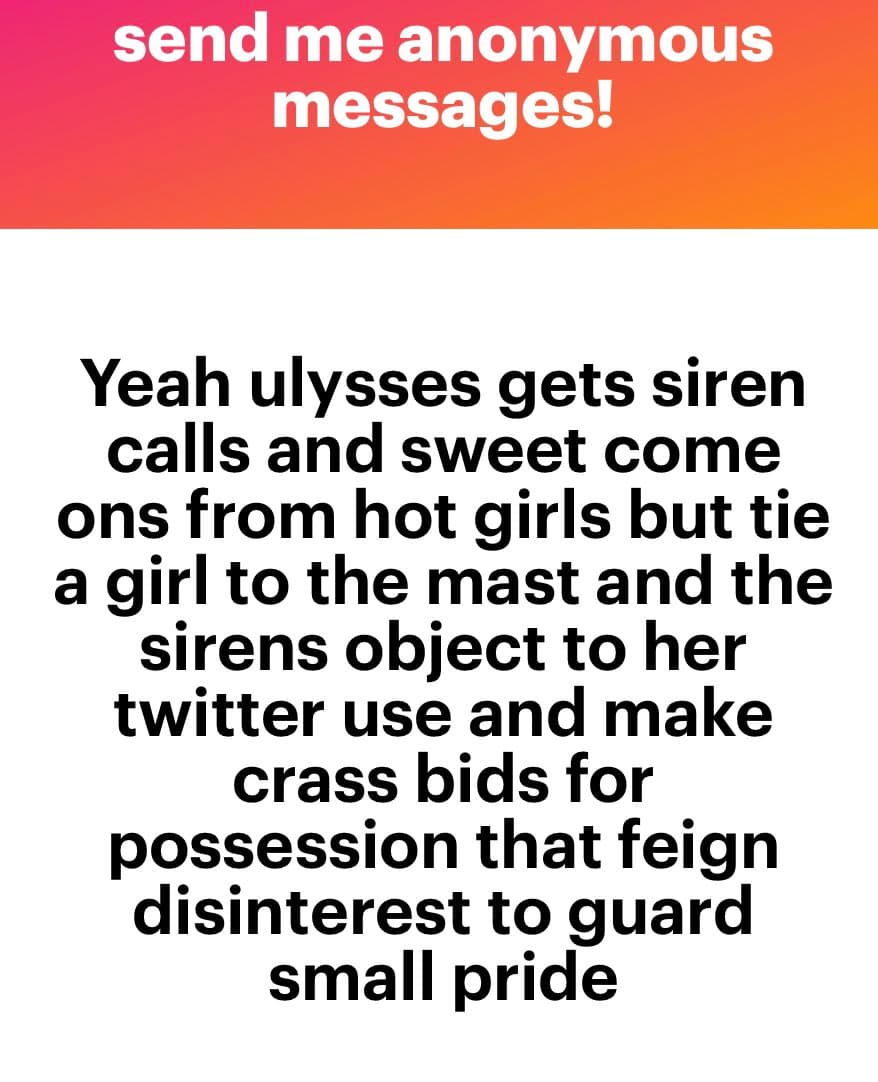 A text-based image with a red-to-orange gradient header and a white body containing a humorous paragraph. The text compares the temptation of new AI tools to Ulysses and the sirens, suggesting one should ignore them to maintain pride.