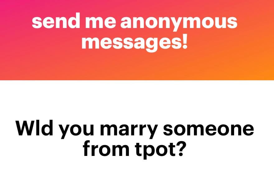 A text-based image with a pink-to-orange gradient header and a white body. The header contains white text, and the body contains black text posing a question.