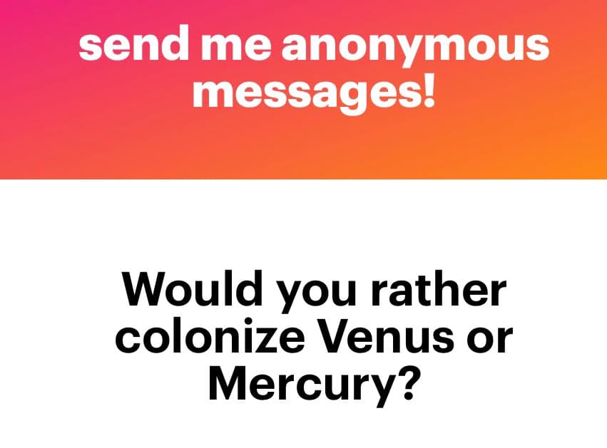 A text-based image with a pink-to-orange gradient header and a white body. The header contains white text, and the body contains black text posing a question.