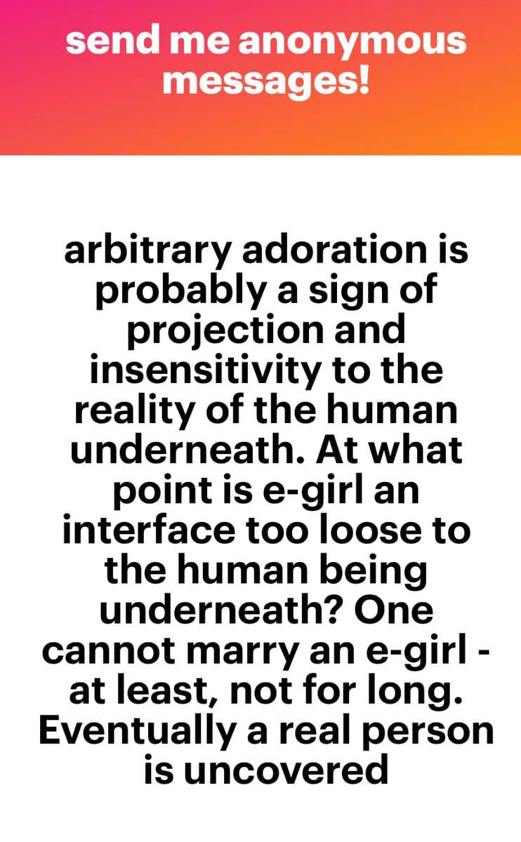 A text-based image featuring a red and orange gradient header with white text, followed by a block of black text on a white background. The image appears to be a screenshot of a social media post or a digital card sharing a quote.