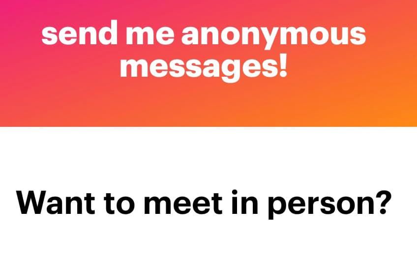 A text-based graphic with a pink-to-orange gradient top section and a white bottom section. The top section contains white text, and the bottom section contains black text.