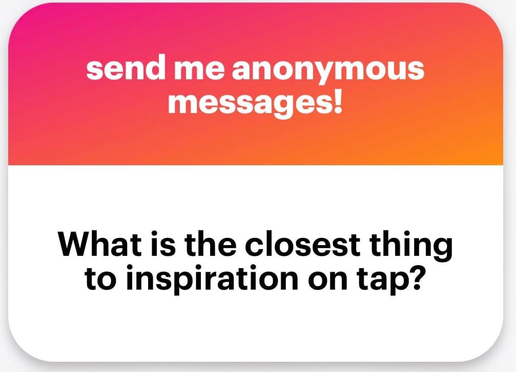 A screenshot of a social media poll or question card with a pink-to-orange gradient header and a white body. The header contains white text, and the body contains a question in black text.