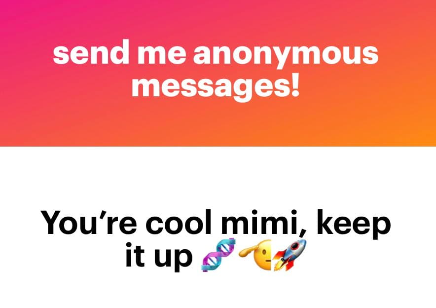 A two-part image with a pink-to-orange gradient top section and a white bottom section. The top section contains white text, and the bottom section contains black text with three emojis.