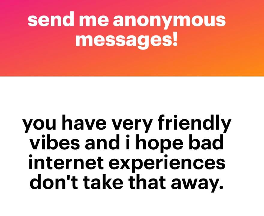 A text-based image with a two-part layout. The top section has a pink-to-orange gradient background with white text, and the bottom section has a white background with black text.