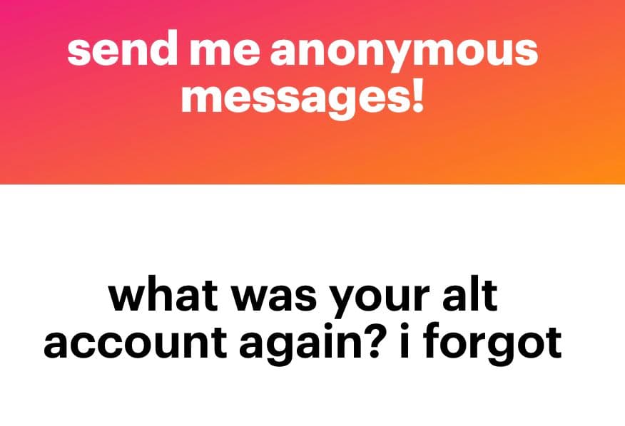 A two-panel meme. The top panel has a pink-to-orange gradient background with white text, and the bottom panel has a white background with black text.