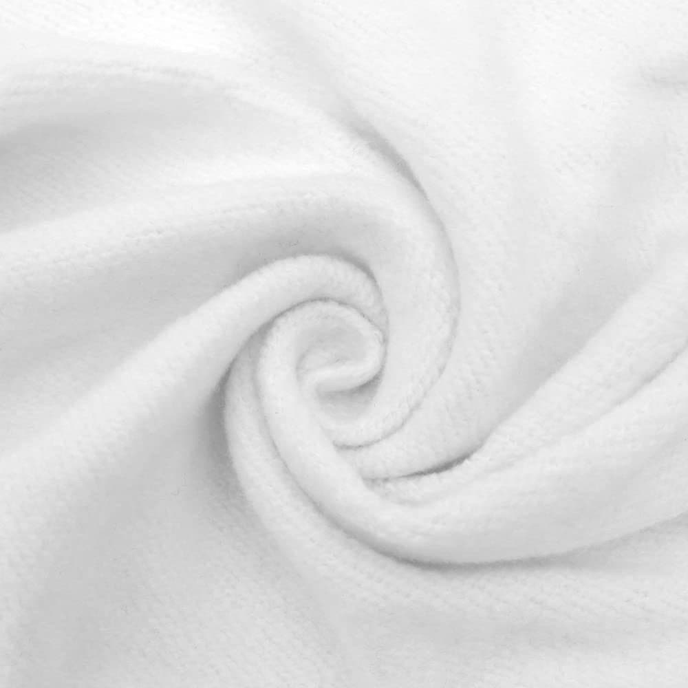 A close-up photograph of a white, textured fabric arranged in a swirling, spiral pattern. The image highlights the soft folds and weave of the material, creating a sense of gentle movement and depth.