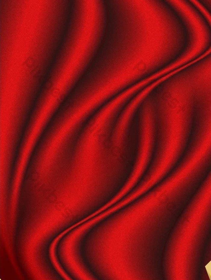A close-up photograph of a draped, glossy red fabric with soft folds and highlights. The image has a smooth, satin-like texture.