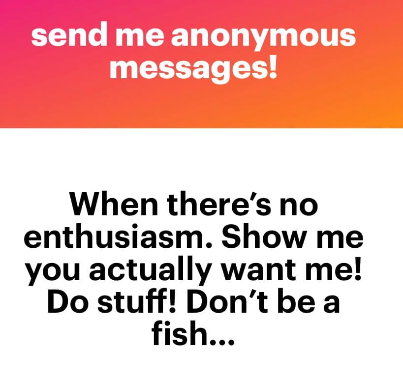 A two-panel text image with a pink-to-orange gradient top section and a white bottom section. The top panel contains white text, and the bottom panel contains black text on a white background.