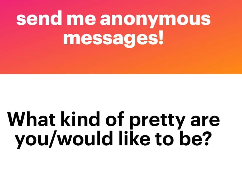 A text-based image with a two-part layout. The top section has a pink-to-orange gradient background with white text, and the bottom section has a white background with black text. The image poses a question about personal aesthetics.