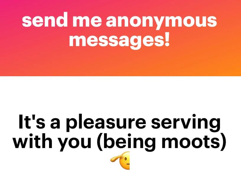 A two-panel image with a pink-to-orange gradient top section and a white bottom section. The top section contains white text, and the bottom section contains black text and a small emoji.