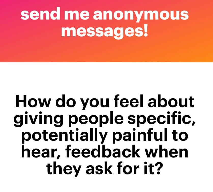 A text-based social media post with a two-part layout. The top section has a red-to-orange gradient background with white text, and the bottom section has a white background with black text.