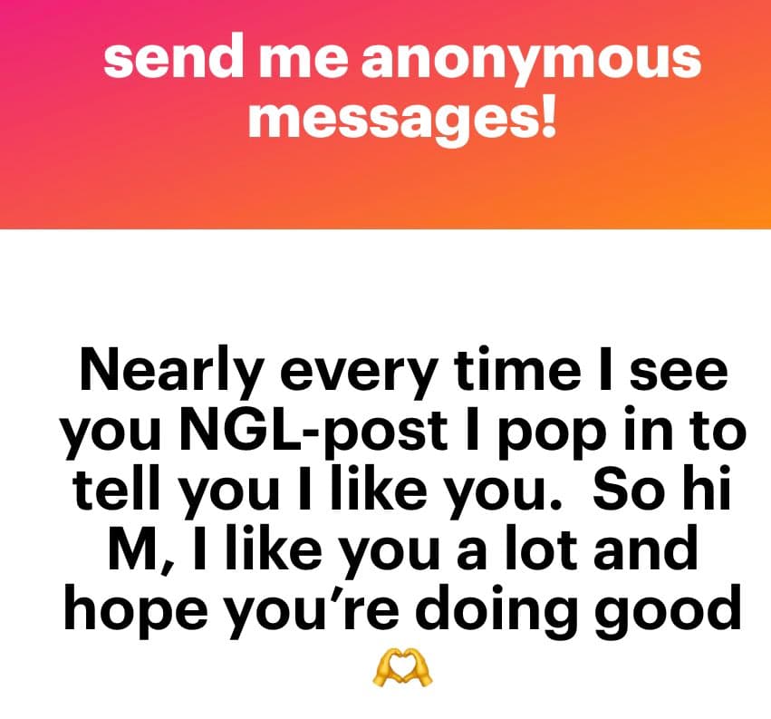 A screenshot of an anonymous message displayed on a white background, with a red-orange header at the top. The image is a text-based graphic, likely from a platform like Anonbox or similar, showing a direct message to the user.