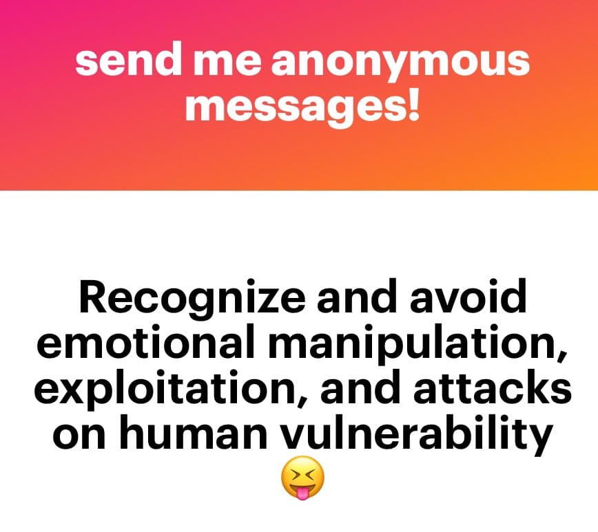 A two-part graphic with a pink-to-orange gradient header and a white body. The header contains white text, and the body contains black text with an emoji.