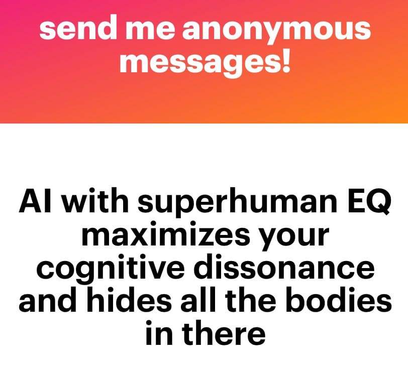 A meme with a two-panel layout. The top panel has a red-to-orange gradient background with white text, and the bottom panel has a white background with black text.