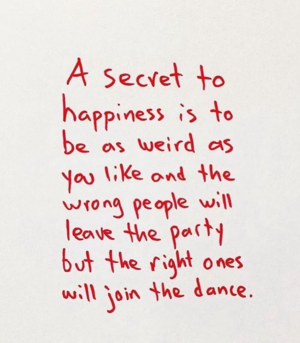 A handwritten quote in red ink on a white background. The text is written in a casual, cursive style.