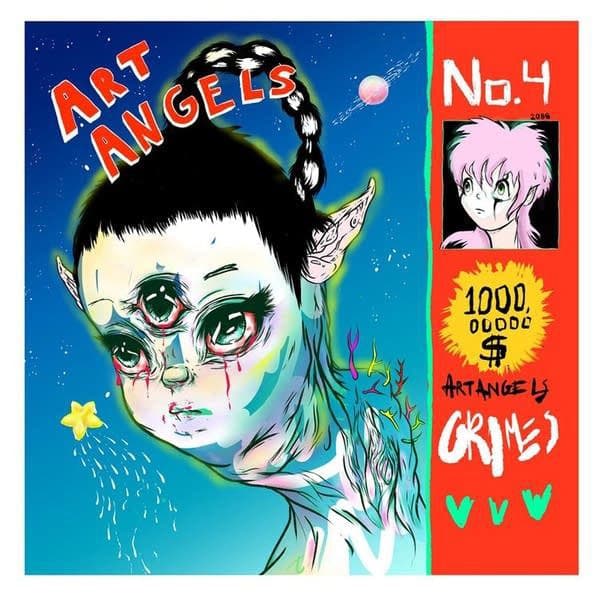 A digital illustration of a stylized, multi-eyed alien-like figure with a braided hairstyle against a blue space background, accompanied by a red sidebar containing text and a smaller portrait. The image appears to be album artwork or a promotional graphic for a music release.