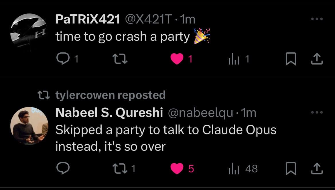 A screenshot of a Twitter thread showing a reply to a tweet. The top tweet is from user PaTRiX421, and the bottom tweet is a repost of a tweet by Nabeel S. Qureshi.