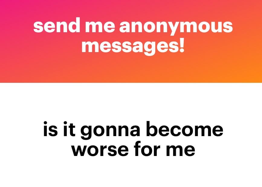 A two-panel meme with a pink-to-orange gradient background on top and a white background on the bottom. The top panel contains white text, and the bottom panel contains black text.