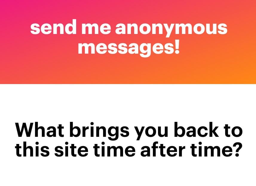 A text-based image with a two-part layout. The top section has a pink-to-orange gradient background with white text, and the bottom section has a white background with black text.