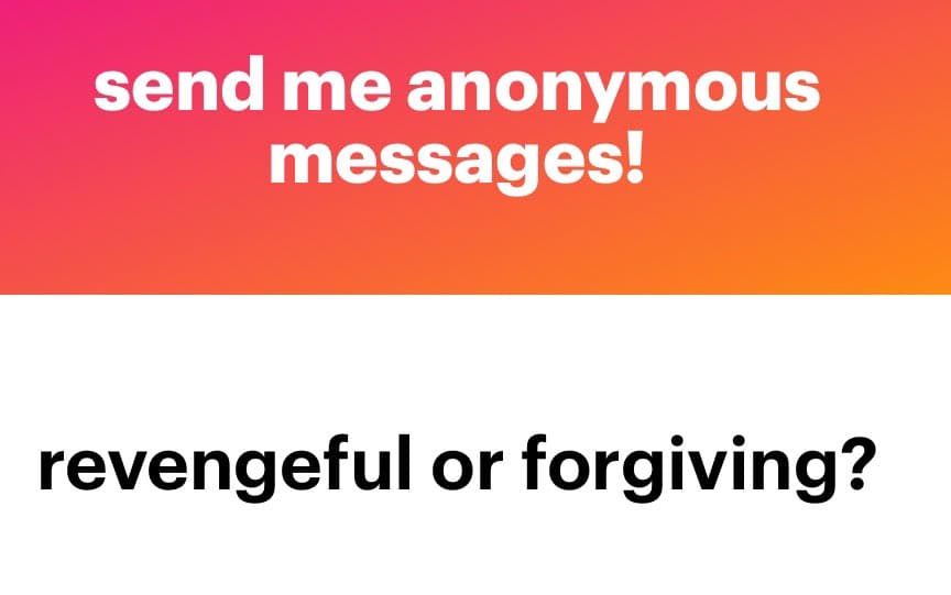 A text-based image with a two-part layout. The top section has a pink-to-orange gradient background with white text, and the bottom section has a white background with black text.