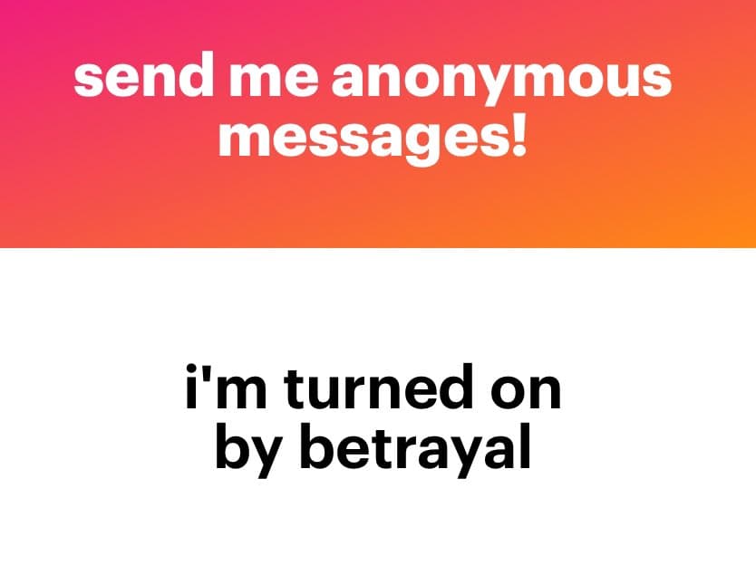 A two-panel text meme. The top panel has a pink-to-orange gradient background with white text, and the bottom panel has a white background with black text.