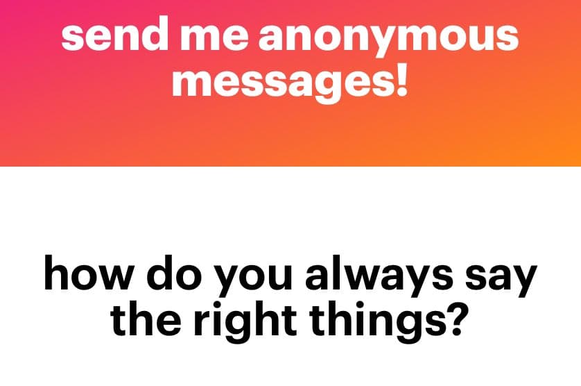 A text-based image with a two-part layout. The top section has a pink-to-orange gradient background with white text, and the bottom section has a white background with black text.