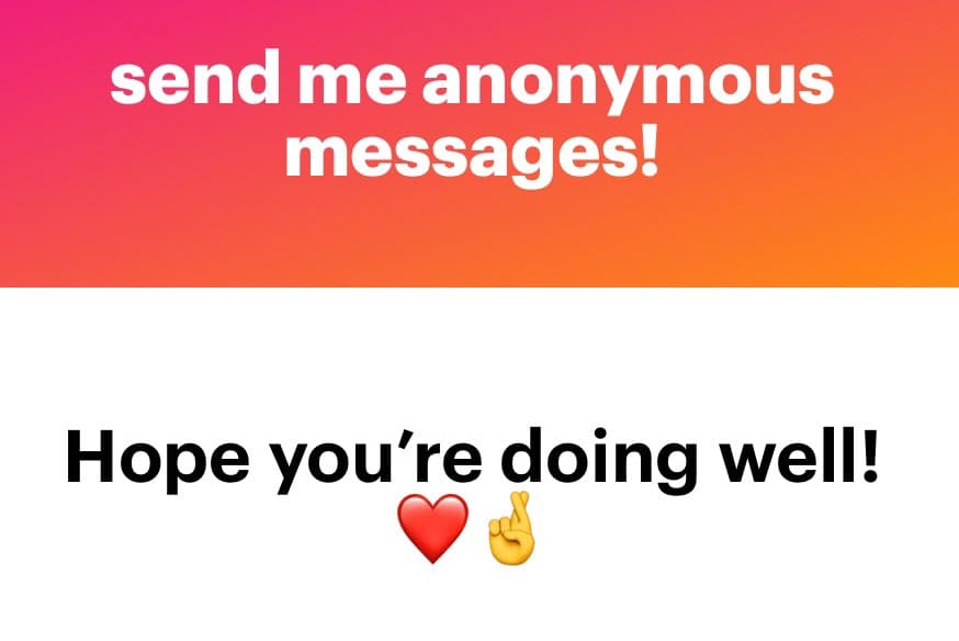 A two-panel graphic featuring a pink-to-orange gradient background at the top and a white background at the bottom. The top section contains white text, while the bottom section displays black text and two emojis.