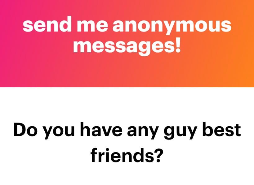 A text-based image with a two-part layout. The top section has a pink-to-orange gradient background with white text, and the bottom section has a white background with black text. The image appears to be a social media post or poll graphic.