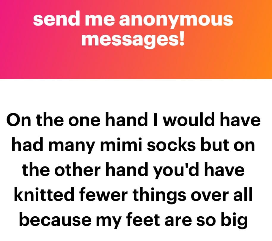 A screenshot of an anonymous message from the NGL app, featuring a pink-to-orange gradient header and a white body with black text.