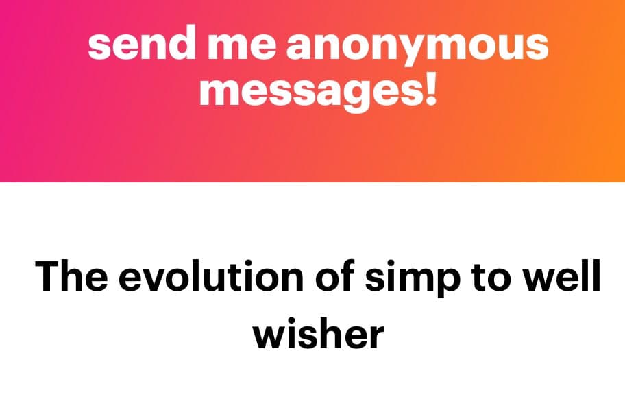 A text-based image with a pink-to-orange gradient background at the top and a white background at the bottom. The top section contains white text, while the bottom section contains black text.