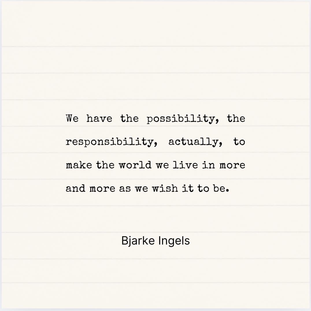 A text-based image featuring a quote on a background that resembles lined notebook paper. The text is centered and written in a black, typewriter-style font.