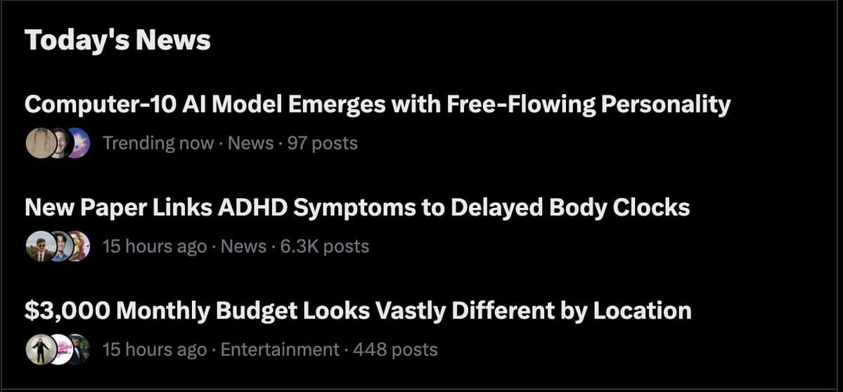 A screenshot of a news aggregator app displaying a list of trending articles under the heading "Today's News".